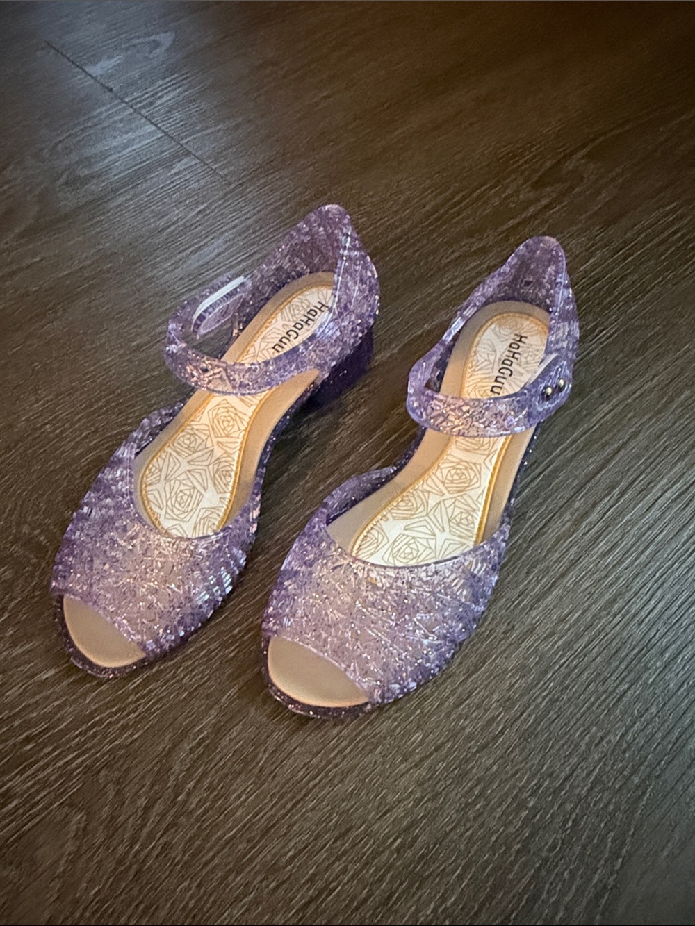 Kids' Purple Sparkle Ankle-Strap Sandals